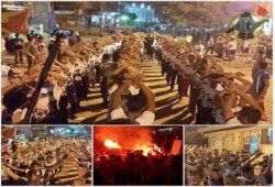 الجيزة - بالصور : ثوار ناهيا يشعلون المسيرات بالهتافات ضد العسكر بمشاركة الأولتراس