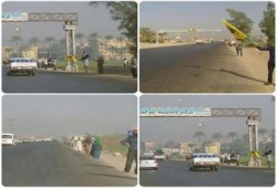 سلسله بشرية مناهضه لﻼنقﻼب بأبوحمص بالبحيره