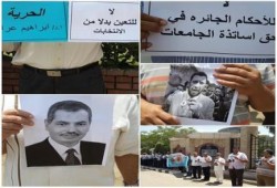 أعضاء هيئة التدريس بجامعة المنصورة ينظمون وقفة تضامنية مع زملائهم الأساتذة المعتقلين