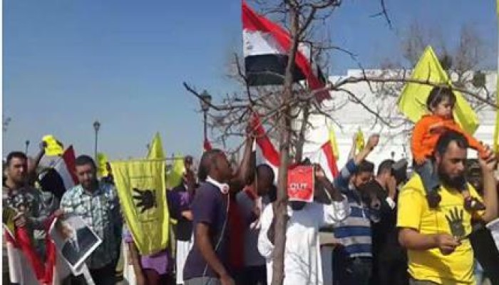 بالفيديو : وقفة للمصريين بجنوب أفريقيا امام الاتحاد الأفريقي ضد الانقلاب العسكري