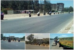 بالصور :  سلسلة بشرية لنساء ضد الانقلاب بقرية "سلكا" مركز "المنصورة"