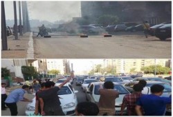 بالصور:طلاب ضد الانقلاب يقطعون شارع مصطفى النحاس من الاتجاهين بجوار مسجد الرحمة
