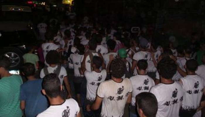 الجيزة - بالصور : ثوار ناهيا يشاركون أولتراس مصر السياسى مسيرة ليلية حاشدة