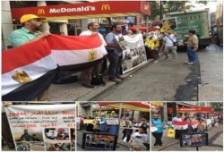 بالصور : المصريون في أمريكا ينظمون وقفة ضد الانقلاب أمام مبني منظمة حقوق الانسان