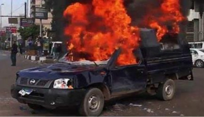 مجهولون يحرقون 40 سيارة للشرطة أمام نجدة الاسكندرية