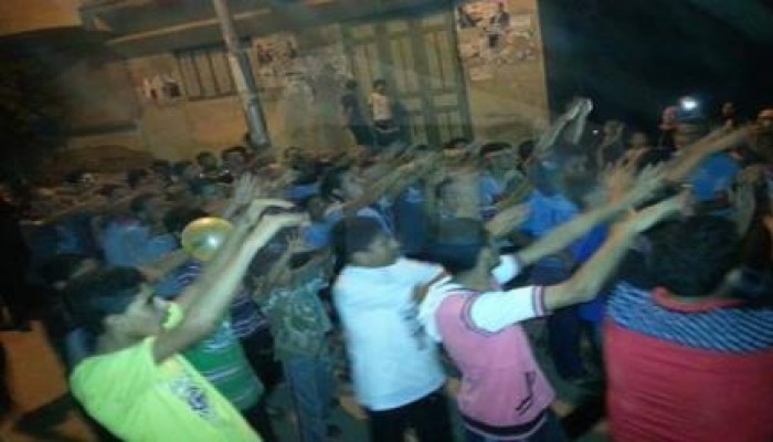 مظاهرة حاشدة لمتظاهرين  ضد الانقلاب بـ"تل الكاشف" بدمياط