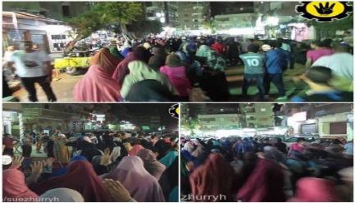 السويس - بالصور : ثوار السويس ينتفضون بمسيرة ضد الانقلاب في قلب شارع الجيش