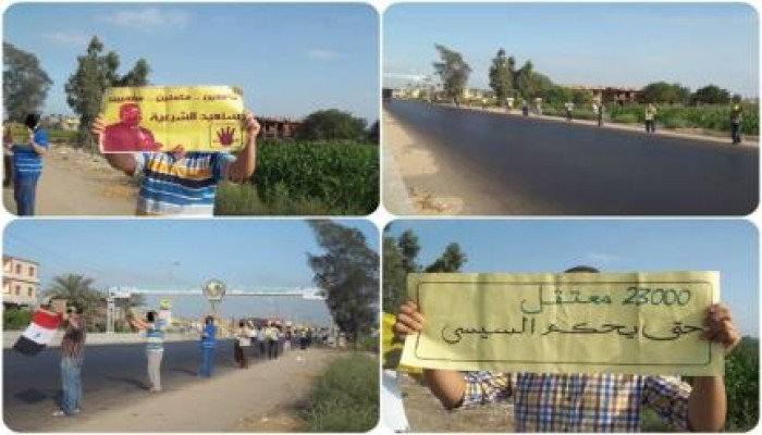 سلسلتين بشريتين على الطريق الزراعى بأبوحمص بالبحيرة ضد الانقلاب العسكري