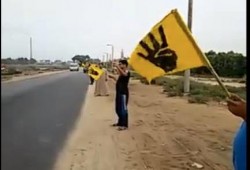 الإسماعيلية :سلسلة بشرية بمنطقة أبوصوير تطالب بإسقاط الانقلاب ووقف العدوان على غزة