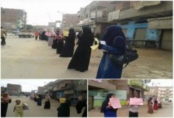 فى أولى فعالياتها حركة "صوت الحرة" بمدينة "السنبلاوين" سلسلة بشرية مندده بجرائم الانقلاب