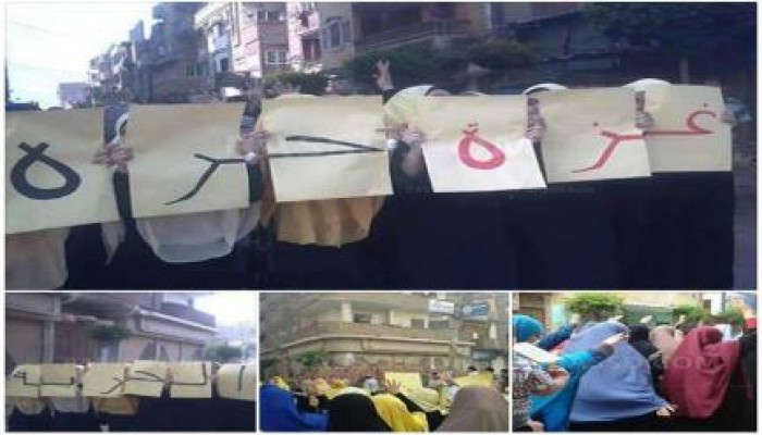 مسيرة حاشدة رافضة للانقلاب بالمنوفية .. و تضامناً مع غزة