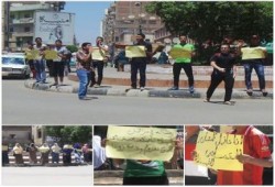 الفيوم : شباب وطلاب ضد الانقلاب ينظمان وقفة تضامناً مع غزة و رفضاً للانقلاب بالفنية