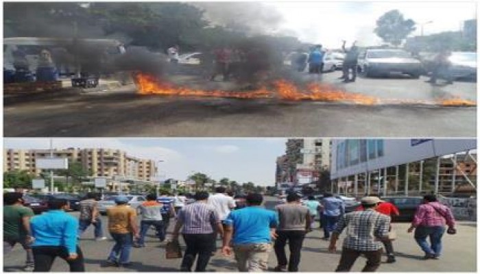 طلاب ضد الانقلاب يقطعون طريق الأوستراد بجوار النادي الأهلي