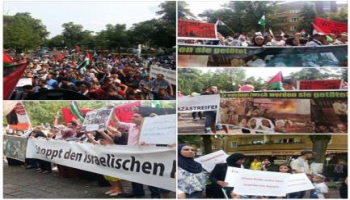 بالصور : وقفة حاشدة أمام سفارة سفارة الاحتلال الصهيوني بألمانيا دعماً لغزة