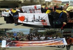 بالصور : مسيرة بالمنزلة رافضة للانقلاب ودعماً لغزة في ذكرة مجرزة المنصة