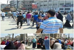 مسيرة رافضة للانقلاب تنطلق من أمام مركز شرطة دمياط و الأهالي ينضمون إليها