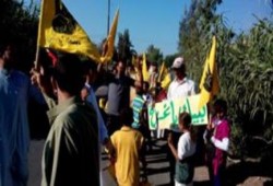 سلسلة بشرية ومسيرة علي طريق الخليج مطوبس بجوار قرية البرايشة