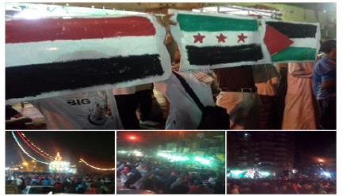 مسيرة بالألف مسكن تندد بمجازر غزة وحكم العسكر