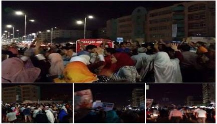 بالصور : ثوار مدينة نصر يتظاهرون في قلب شارع مصطفى النحاس ضد الانقلاب العسكري