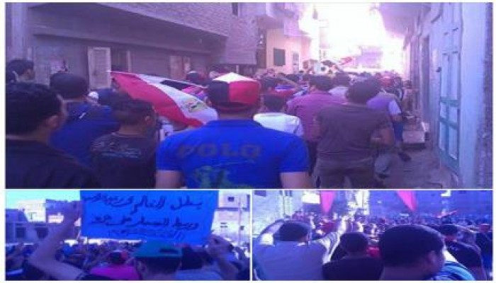 مسيرة حاشدة رافضة للانقلاب لثوار البصارطة بدمياط