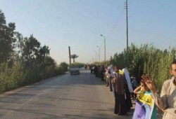 سلسلة بشرية على طريق "التوفيقية- المناشي" بكوم حمادة دعمًا للشرعية والمقاومة