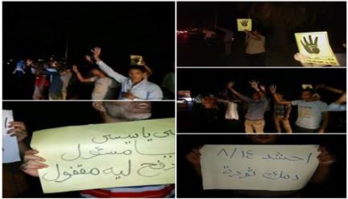 ‫الدقهلية‬ :أهالي "بلقاس" يهتفون ‫‏دمك ثورة‬ في سلسلة بشرية ليلية.