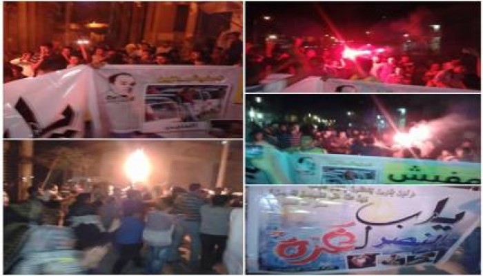 مسيرة ليلية لأهالي "العصافرة" بـ "المطرية" تطوف أنحاء القرية.