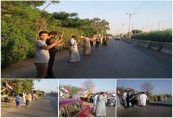 المنوفية : سلسلة بشرية رافضة للانقلاب بطريق طاليا - أشمون