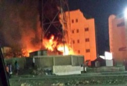 بالصور :  حرق برج الاتصالات الخاص بالشرطة  بالزهراء مدينة نصر من قبل مجهولين فجر اليوم