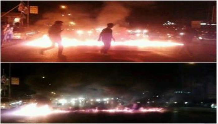 مجهولون يقطعون الطريق بـ شارع المشاية بالمنصورة إعتراضاً منهم على القطع المستمر للكهرباء