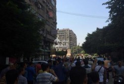 مسيرة لثوار المهندسين  بجوار مسجد المحروسه استعدادا لانتفاضة  30/8 في بداية الإضراب الجزئي