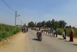 الغربية : سلسلة بشرية لثوار بسيون ضد الانقلاب العسكري في بداية أسبوع "الثورة صوت الغلابة"