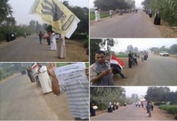 سلسلة بشرية بقرية "صهرجت الكبرى" تندد بالظلم الذى يتعرض له المواطن فى ظل حكم العسكر