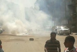 الانقلاب يعتدي على مظاهرة "أحرار" بوسط البلد بالغاز والخرطوش