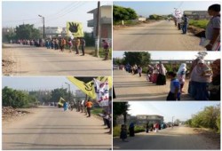 سلاسل بشرية صباحية بمركز أبوحماد ضد الانقلاب العسكري