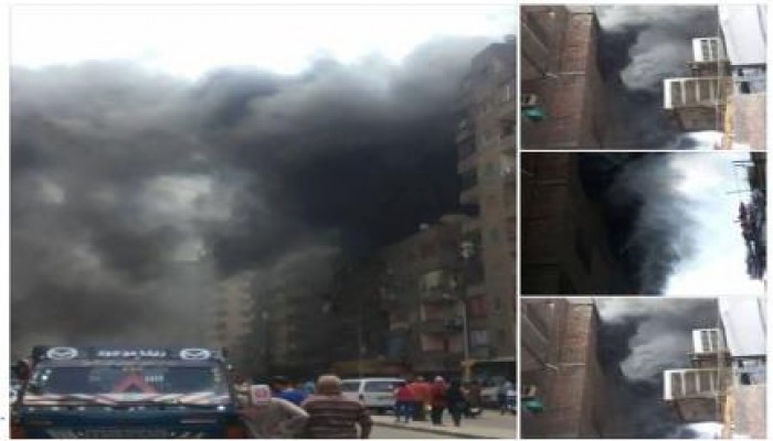 بالصور: بعد انتهاء كلمة ‫‏السيسي‬ بلحظات حريق هائل يلتهم مصنع للاقمشه في شارع المطرية