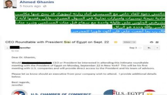 رجل أعمال مصري يرفض لقاء "تجميل السيسي" في أمريكا