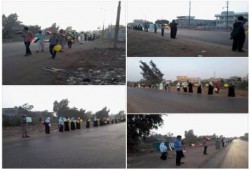 ‫المنصورة‬ : سلسلة بشرية ومسيرة بـ "طناح" صباحاً رفضاً لحكم العسكر