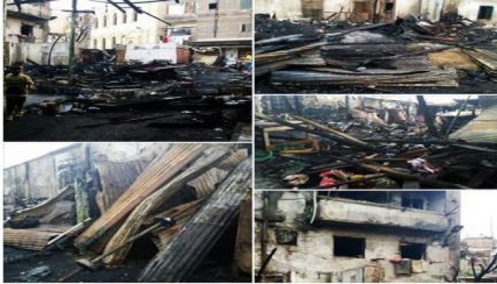 كوارث عهد السفاح : حريق مروع يلتهم 6 محلات بالحضرة