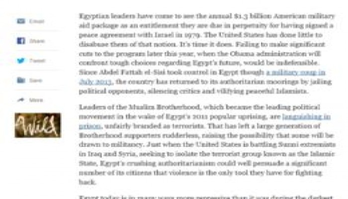 ردود فعل واسعة حول مقال "نيويورك تايمز" الافتتاحي الذي فضح السيسي