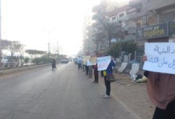 سلسلة بشرية صباحية ضمن اسبوغ "الطلاب فرسان الثورة" بـ ‫‏المنصورة‬