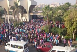 بالصور.. مهزلة أمام جامعة حلوان بسبب "فالكون"