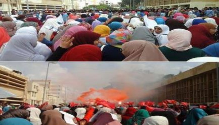 بالفيديو .. حشود مهولة من طلاب جامعة المنصورة تنتفض ضد الانقلاب