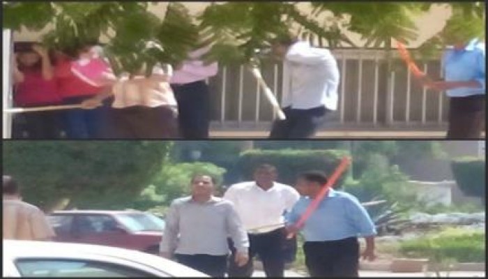 بالصور.. إشتباكات بين الطلاب و فالكون داخل الحرم الجامعي بجامعة أسيوط