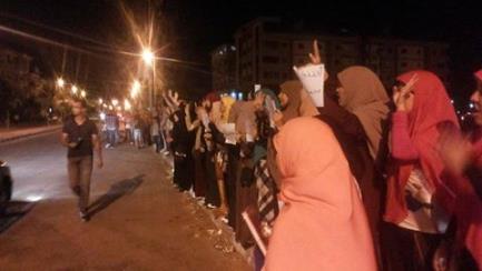 وقفة لشباب ضد الانقلاب بدمياط الجديدة يطالبون فيها بالافراج عن الطلبة المعتقلين