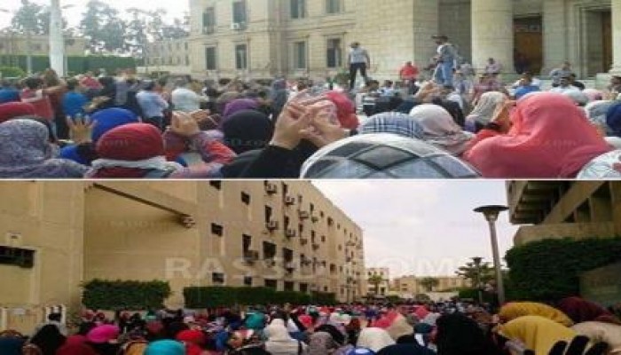 تظاهرات حاشدة لطلاب ضد الانقلاب بجامعة القاهرة رفضا لحكم العسكر