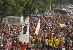 "العسكر يبيع سيناء" مسيرة حاشدة بـ المهندسين ضد تهجير أهالي سيناء