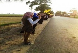 الدقهلية: سلسله بشرية على طريق السنبلاوين تنديداً بالتهجير القسرى لأهالى سيناء