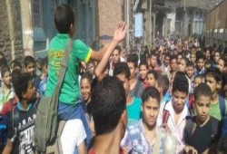 مسيرة لطلاب برشوم في القليوبية رفضًا لتهجير أهالي سيناء