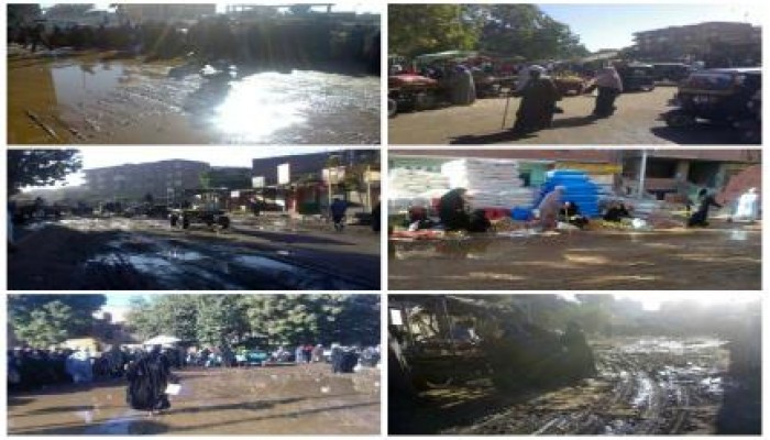 بالصور..للإسبوع الثانى رئيس مدينة كوم أمبو يغرق السوق لمنع إقامته والباعة الجائلون يتحدونه